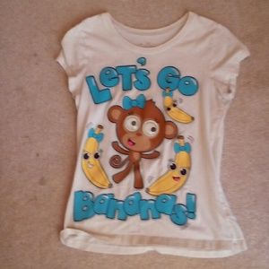 White cute tee from justice with a monkey in on it